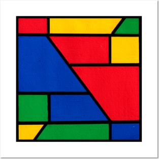 Red Yellow Green Blue Geometric Abstract Acrylic Painting Posters and Art